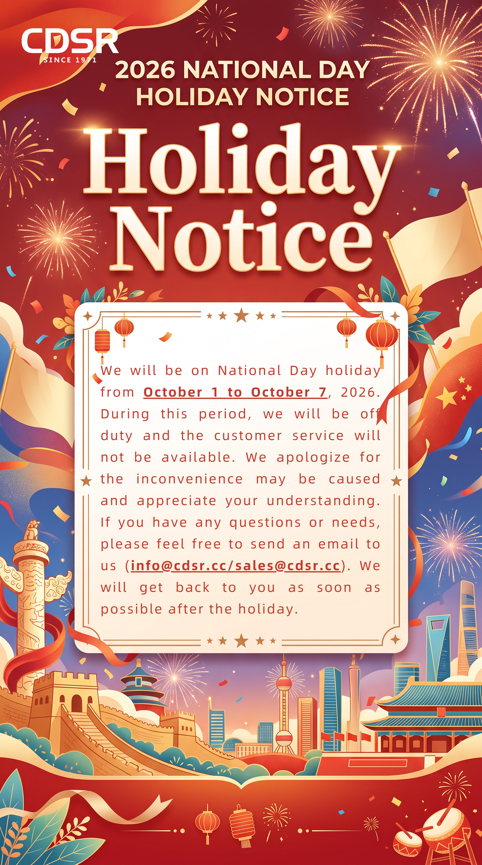 2026 Holiday Notice